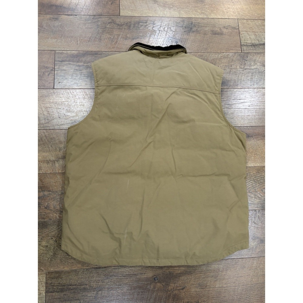 Carhartt V27 DKH Quilted Vest XL Khaki Ribbed Collar Full Zip Canvas Workwear - Picture 6 of 11